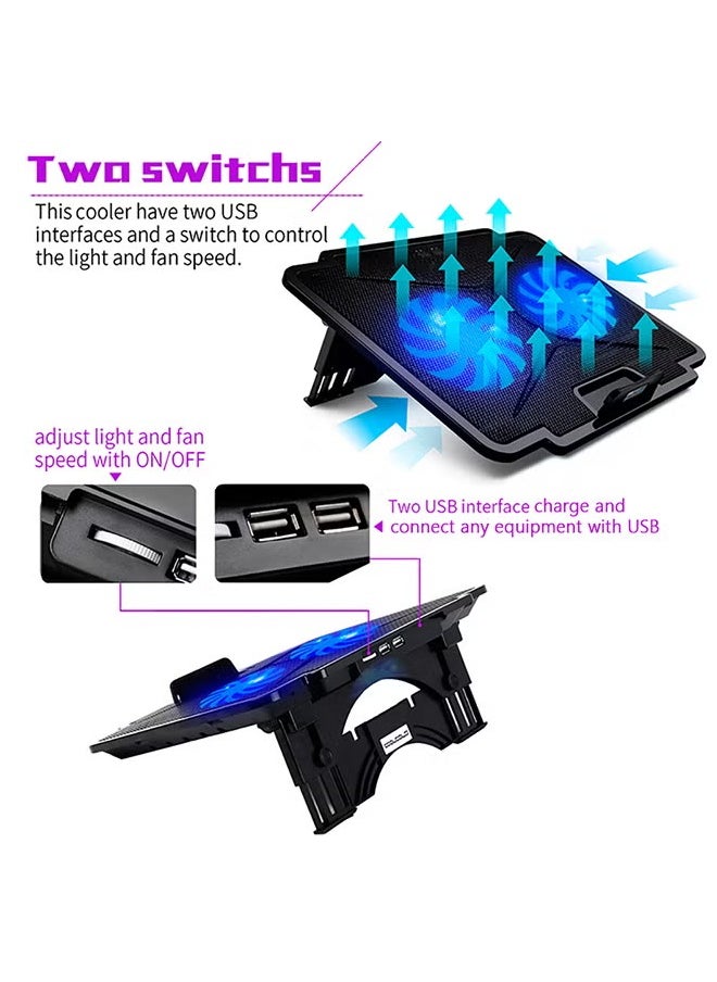 Hicomony Laptop Cooling Pad with 2 Quiet Fans 7 Angles 2 USB Port, Laptop Cooler for 12.1-17.3" Laptop  - Image 5