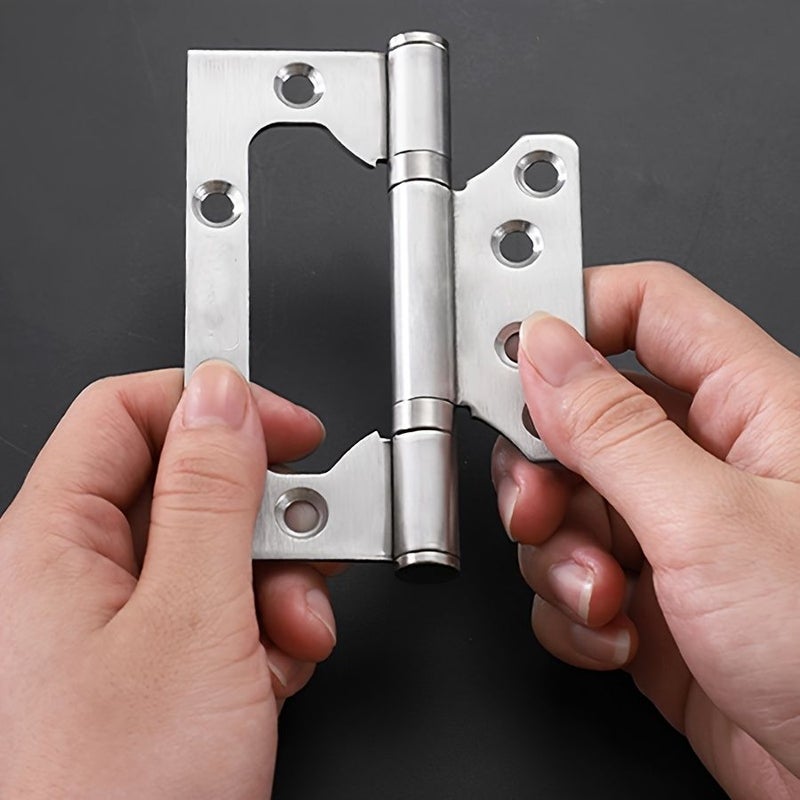 Set Of 4 Heavy Duty 4 Inch Stainless Steel Door Hinges Classic Design 2 5mm Thickness Rust Resistant Thick Bearing Silent Closing Brushed Metal Finish Surface Mounted Easy Install Smooth Operation Modern Style - Image 3
