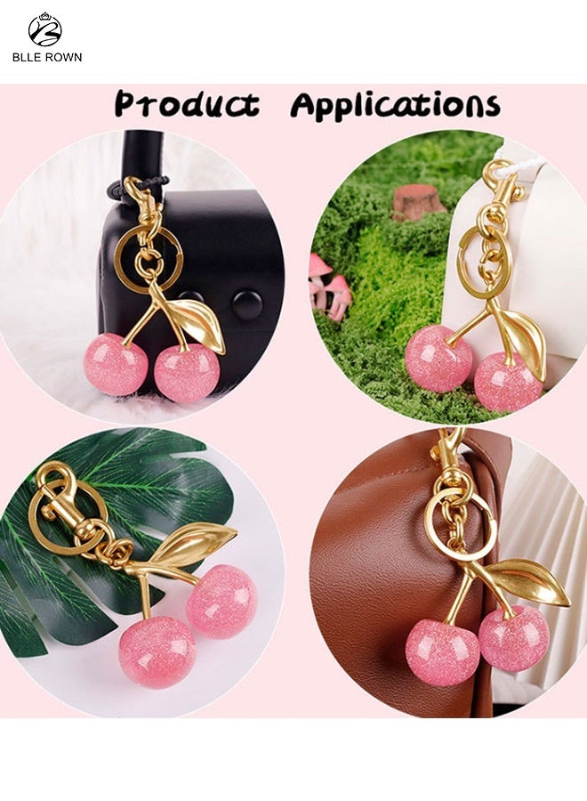 BLLE ROWN Cherry Bag Charm Pink Purse Charms Keychain- Car Cherry Accessories Bag Accessory keychians Gifts for Women Purses Bags Handbags Wallets Backpacks  - Image 5