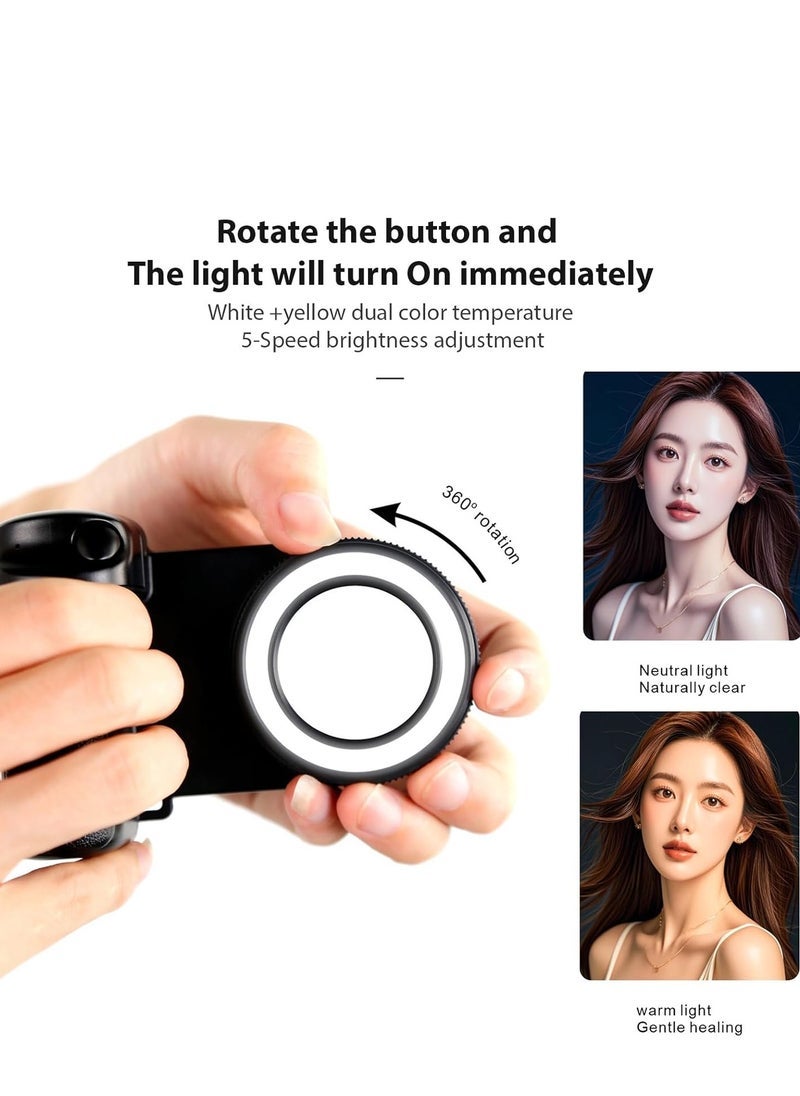 ELTRAZONE Magnetic LED Selfie Ring Light, Rechargeable,  Bluetooth Remote Control, Phone Grip, Smartphone Camera Shutter Handle Grip w Detachable Wireless Bluetooth Light  - Image 5