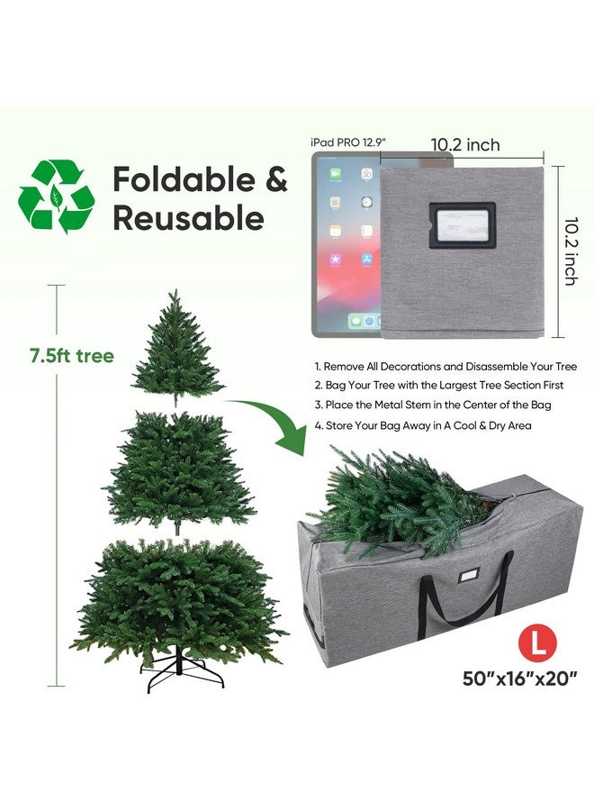 Baleine BALEINE 7.5 ft Christmas Tree Storage Bag, Heavy Duty 900D Oxford Fabric with Reinforced Handles and Dual Zippers Wide Opening, Extra Large Storage Container for Trees and Decorations (Grey)  - Image 2