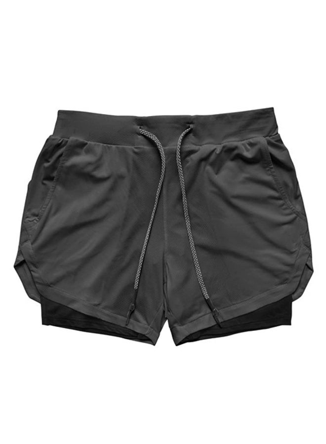 سروال رياضية قصيرة للرجال مع بطانة الألياف السحب سروال رياضية قصيرة للرجال 2 طبقة سروال رياضية فضفاضة مع 4 جيوب سروال رياضية فعالة للرجال XXL - Image 1