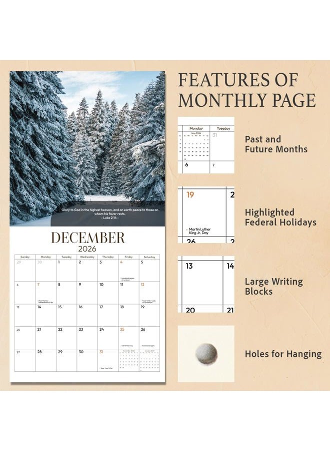 BOYESE 2026 Christian Wall Calendar, 2026 Bible Verse Calendar, 12 Monthly Spiritual Religious Scripture Gifts for Men Women NIV Bible Quotes Catholic Gift - Image 3