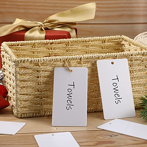 Zonon 16 Pieces Basket Tags 3.5” x 2”Acrylic Hanging Tags for Storage Bins with Jute String Label Holders for Storage Bins Gift Clothes Kitchen Pantry Office DIY Crafts Wedding Holiday(White) - Image 3