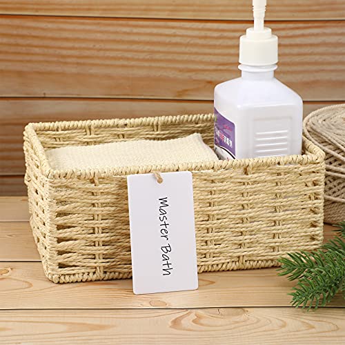 Zonon 16 Pieces Basket Tags 3.5” x 2”Acrylic Hanging Tags for Storage Bins with Jute String Label Holders for Storage Bins Gift Clothes Kitchen Pantry Office DIY Crafts Wedding Holiday(White) - Image 4