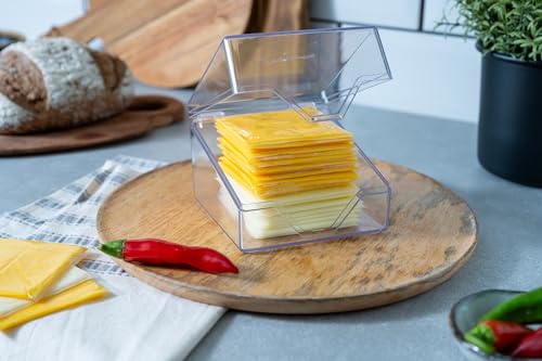 Pikanty American Sliced Cheese Holder | Airtight Storage Container for Fridge | Hinged Lid | Dishwasher Safe | Holds 24 Slices | Made in USA - Image 4