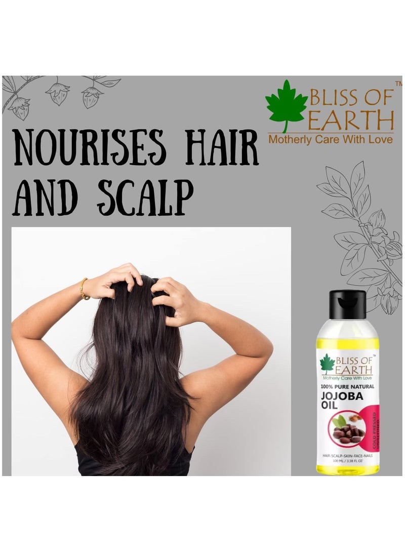 BLISS OF EARTH 100% Pure Natural Jojoba Oil 100ML Coldpressed & Unrefined  Great for face lip and massage  - Image 3