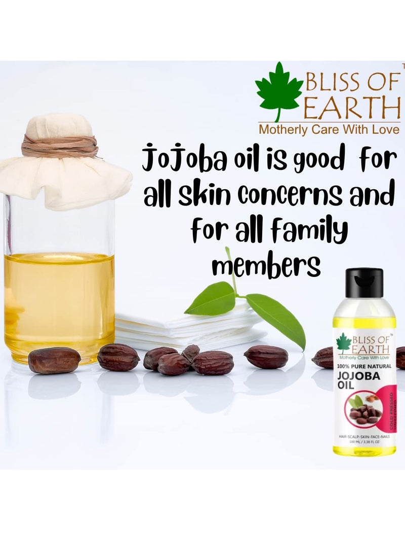 BLISS OF EARTH 100% Pure Natural Jojoba Oil 100ML Coldpressed & Unrefined  Great for face lip and massage  - Image 2