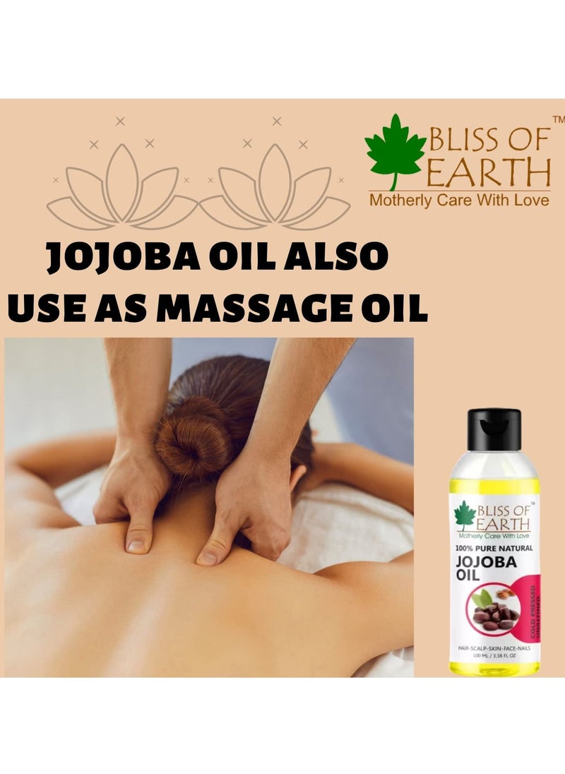 BLISS OF EARTH 100% Pure Natural Jojoba Oil 100ML Coldpressed & Unrefined  Great for face lip and massage  - Image 5