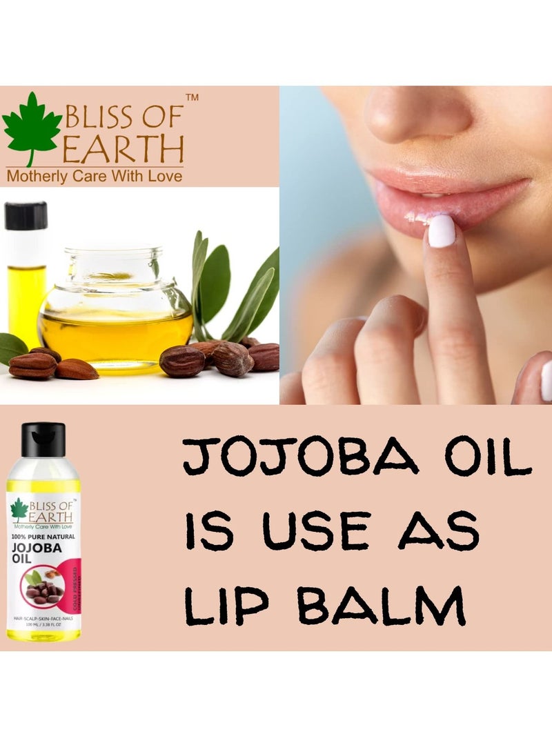 BLISS OF EARTH 100% Pure Natural Jojoba Oil 100ML Coldpressed & Unrefined  Great for face lip and massage  - Image 4