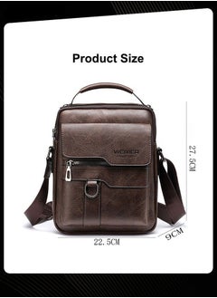 WEIXIER Retro Vertical Crossbody Bag Men's Leather Waterproof and Wear Resistant Shoulder Bag Business Portable Handbag with Adjustable Straps for Work Office Outdoor Dark Brown  - Image 5