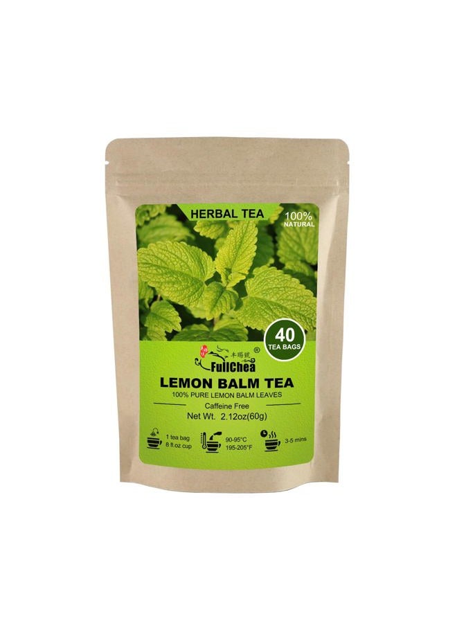 FullChea Lemon Balm Tea Bag, 40 Teabags, 1.5g/bag - Premium Lemon Balm Herb - Melissa Officinalis - Non-GMO - Caffeine-free - Promotes Relaxation & Support Digestion, 40.0 Count - Image 1