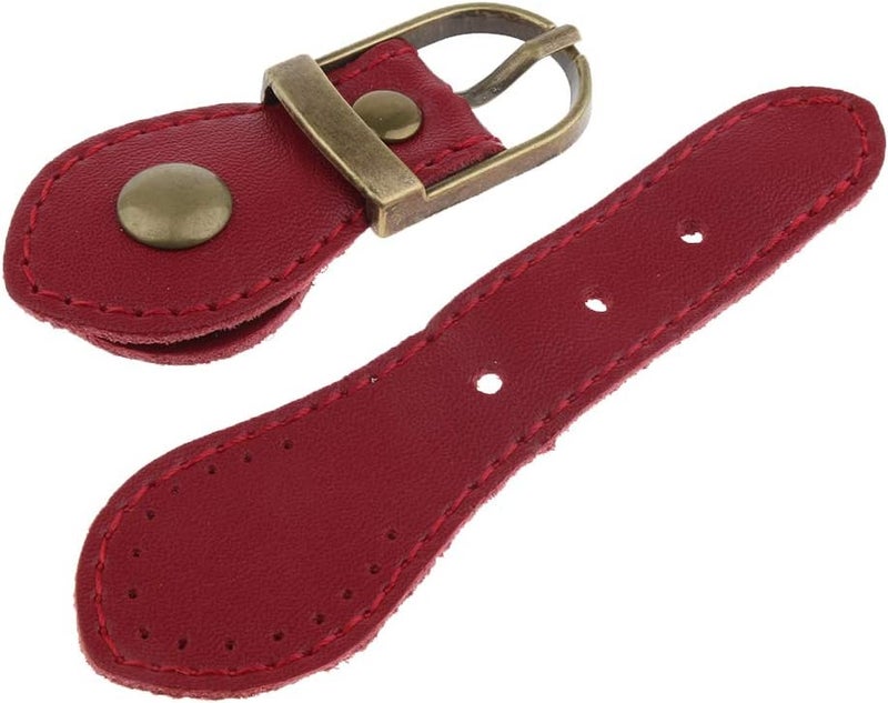 klarako Sew on Real Leather Bag Tab Buckles Closure Replacement Repair Making DIY klarakoRed - Image 4