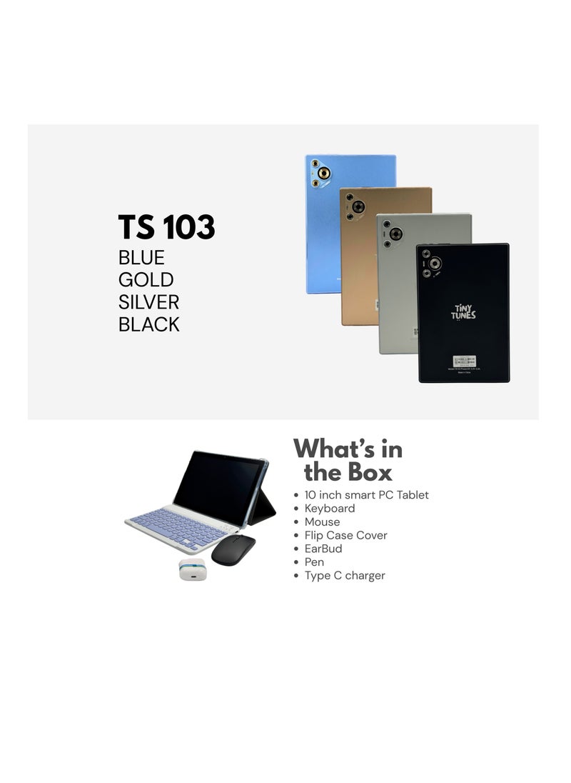 Tiny Tunes - TS103 10 inch Smart Tablet | Dual SIM | Touch Pen | Keyboard | Mouse | Earbud - Image 1