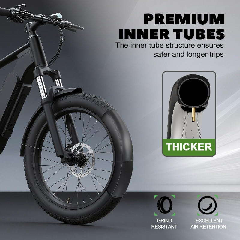 PAKCHEF 20 x 4.0 Fat Bike Tube Schrader Valve, Butyl Rubber Inner Tubes for Electric Bicycle & Mountain Bikes with 2 Tire Levers, Durable and Shock Absorbing(2-Pack) - Image 5