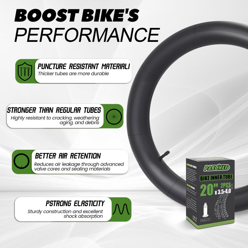 PAKCHEF 20 x 4.0 Fat Bike Tube Schrader Valve, Butyl Rubber Inner Tubes for Electric Bicycle & Mountain Bikes with 2 Tire Levers, Durable and Shock Absorbing(2-Pack) - Image 4