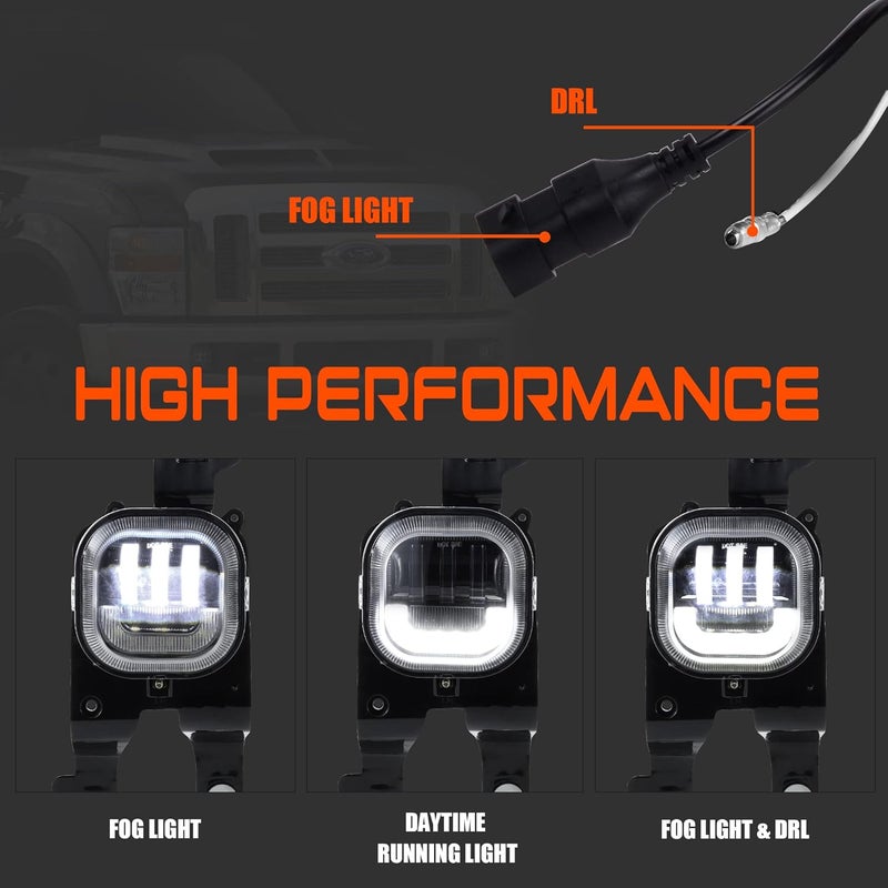 DRFG LED Fog Lights with DRL for 2008-2010 Ford F250 F350 F450 Super Duty - Image 2