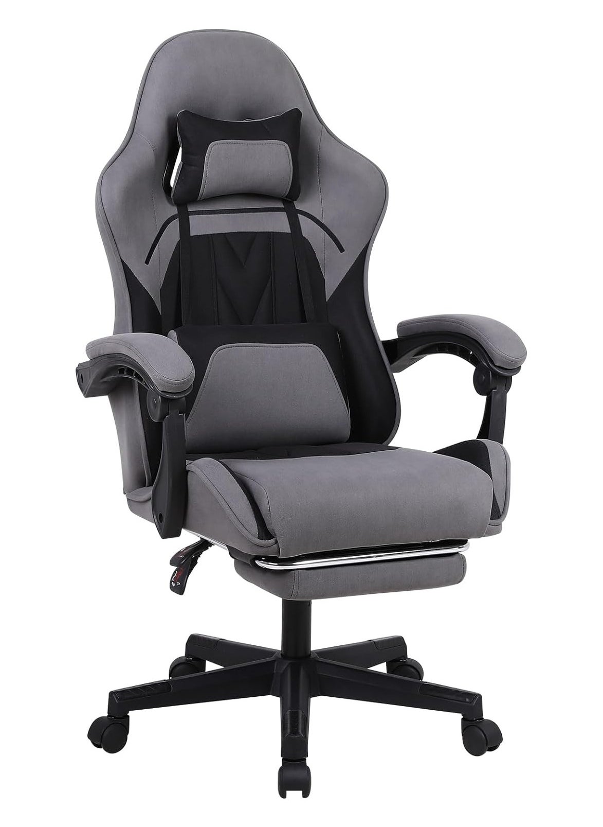 Chulovs Gaming Chair, Computer Chair with Footrest and Lumbar Support, Height Adjustable Game Chair with 360°-Swivel Seat and Headrest and for Office 