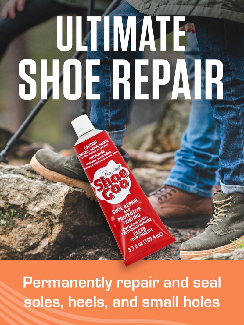 SOF SOLE Original Shoe Goo - 3.7 fl oz Tube - Clear Shoe Glue - Repairs Soles, Heels, Patches Small Holes - Bonds on Contact, Dries Within 24 Hrs, Waterproof - Works on Leather, Rubber, Vinyl, Canvas - Image 2