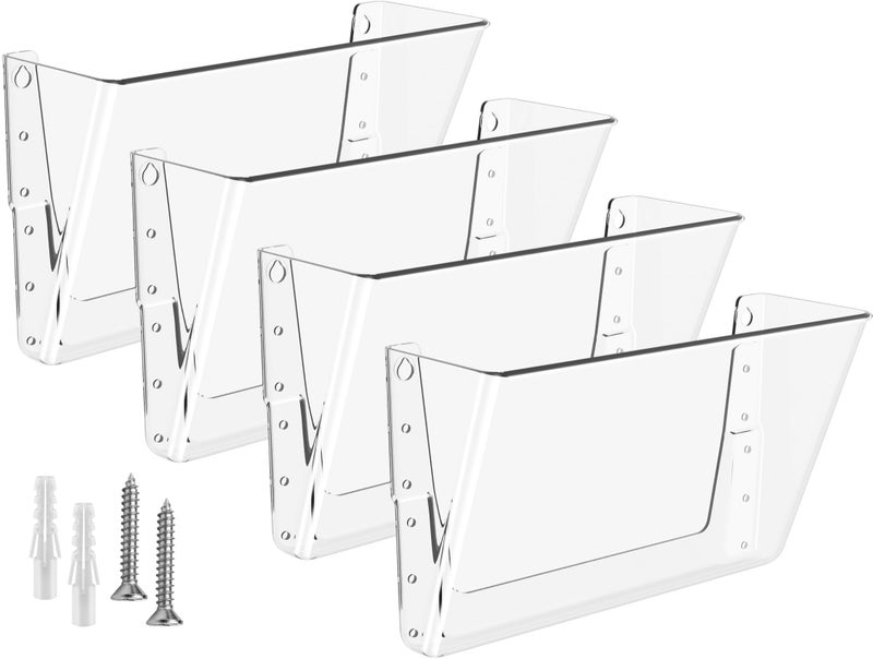 MaxGear Acrylic Wall File Organizer, 4 Pockets Clear Wall Mounted File Holder, Mail Organizer for Home, Office and School, 13x4x7 inches - Image 1