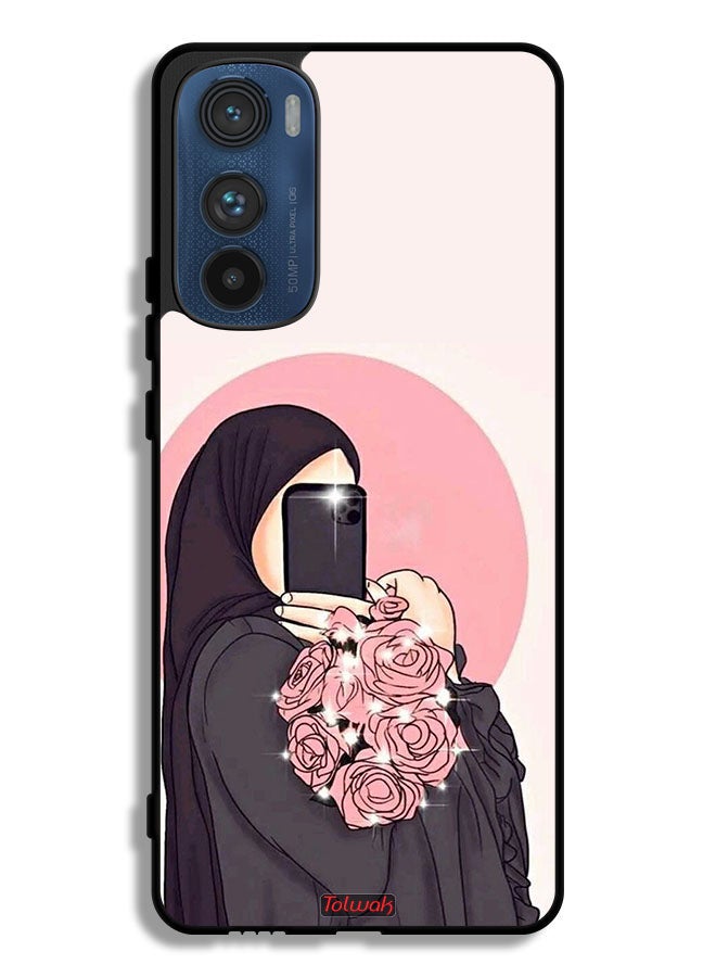 Tolwak Motorola Edge 30 Protective Case Cover Making Selfies While Holding Flowers Art - Image 1