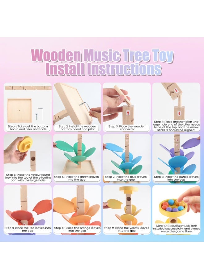 Wooden Marble Run Music Tree Montessori Toys for Kids 3+ Years Old Marble Ball Run Learning Game Wood Color Sorting Toys for 4-8 Boys and Girls Birthday - Image 3