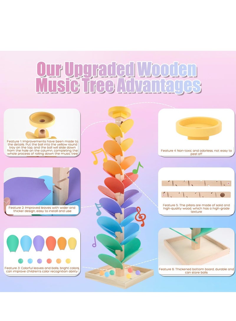 Wooden Marble Run Music Tree Montessori Toys for Kids 3+ Years Old Marble Ball Run Learning Game Wood Color Sorting Toys for 4-8 Boys and Girls Birthday - Image 4