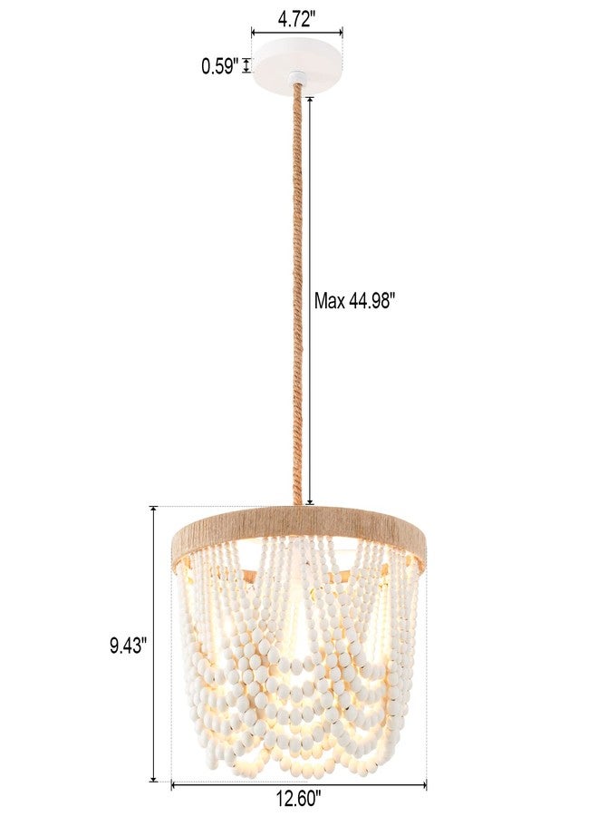 VILUXY Bohemia Wood Beaded Pendant Lights Antique Rustic Mini Chandelier White Finishing for Bedroom, Nursery Room, Girl Room, Hallway, Entryway, Passway, Dining Room, 3-Light - Image 4