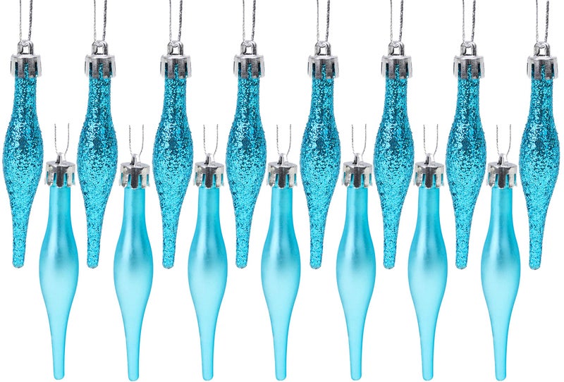 Christmas Concepts Pack of 15-8.5cm Droplet Baubles - Matte & Glitter Design - Christmas Ornaments (Turquoise) - Image 1