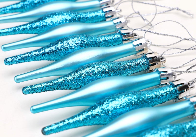 Christmas Concepts Pack of 15-8.5cm Droplet Baubles - Matte & Glitter Design - Christmas Ornaments (Turquoise) - Image 4