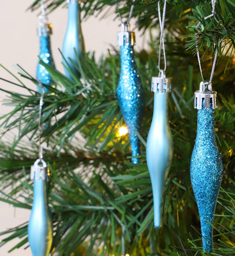 Christmas Concepts Pack of 15-8.5cm Droplet Baubles - Matte & Glitter Design - Christmas Ornaments (Turquoise) - Image 2