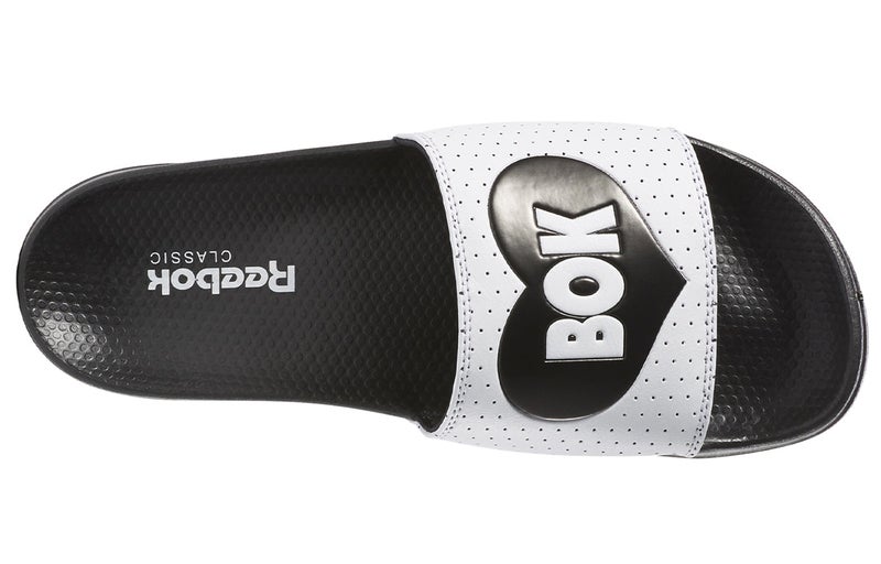 Reebok Classic Slide Soft Sole Cozy Flat Heel Sports Slippers Black White - Image 4