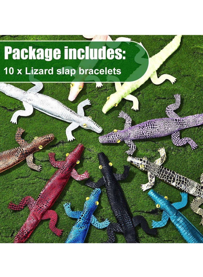 KASTWAVE 10-Piece Assorted Sequin Slap Bracelets Set - Crocodile & Animal Designs, Cool Snap Bracelets for Halloween Easter Party Favors - Image 3