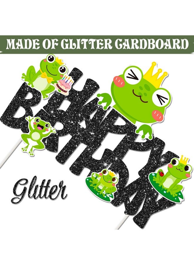 umoni زينة عيد ميلاد ضفدع قمة كعكة ضفدع أمير الضفادع زينة كعكة لامعة سوداء لعيد ميلاد موضوع الضفدع لاحتفالات استحمام الأطفال بعيد الميلاد - Image 3