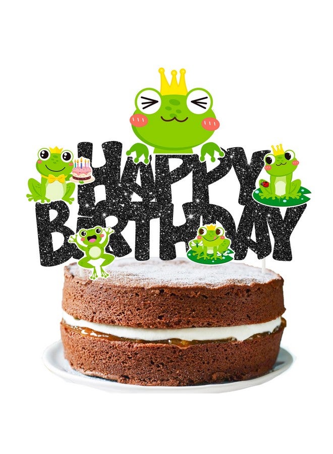 umoni زينة عيد ميلاد ضفدع قمة كعكة ضفدع أمير الضفادع زينة كعكة لامعة سوداء لعيد ميلاد موضوع الضفدع لاحتفالات استحمام الأطفال بعيد الميلاد - Image 2