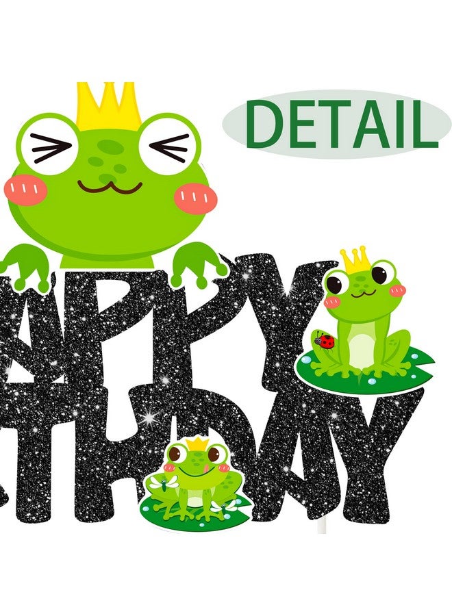 umoni زينة عيد ميلاد ضفدع قمة كعكة ضفدع أمير الضفادع زينة كعكة لامعة سوداء لعيد ميلاد موضوع الضفدع لاحتفالات استحمام الأطفال بعيد الميلاد - Image 4