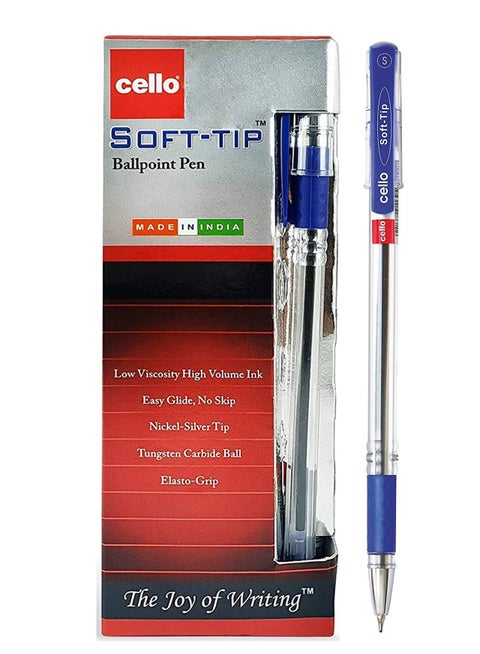 12-Piece Soft Tip Ballpoint Pen Blue Ink