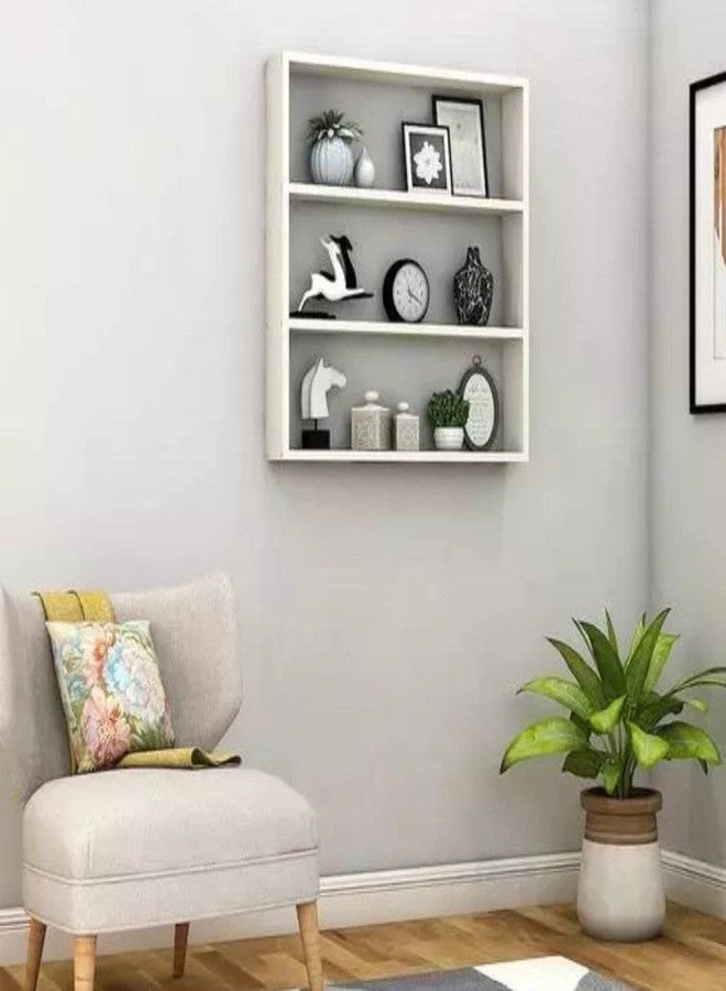 OXMIC رف كتب أوكس ميك | 3 طبقات | رف تخزين جداري للمطبخ | رف جداري متين وطويل الأمد مصنوع من الخشب الهندسي | رف جداري خشبي | (أبيض) - Image 3
