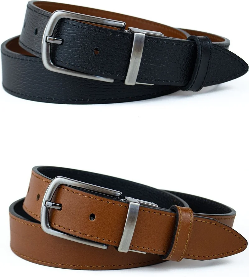 Gayış Double-Sided Rotating Buckle Genuine Leather 3.5cm Classic Men's Belt