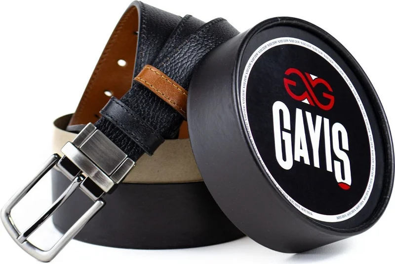 Gayış Double-Sided Rotating Buckle Genuine Leather 3.5cm Classic Men's Belt