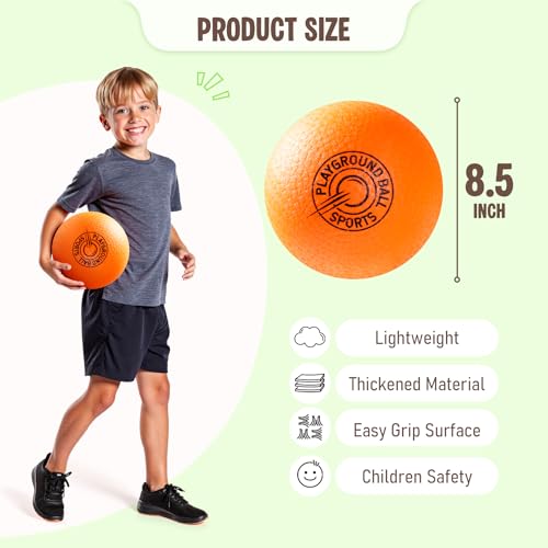 EVERICH TOY Playground Balls Kickball 6 or 12 Pack 85 Soft Dodgeballs Bouncy Rubber Kick Balls for Kids Adults Outdoor Indoor 4 Square Ball School Yard Games for Boys Girls 35 58 812 with Pump - Image 5