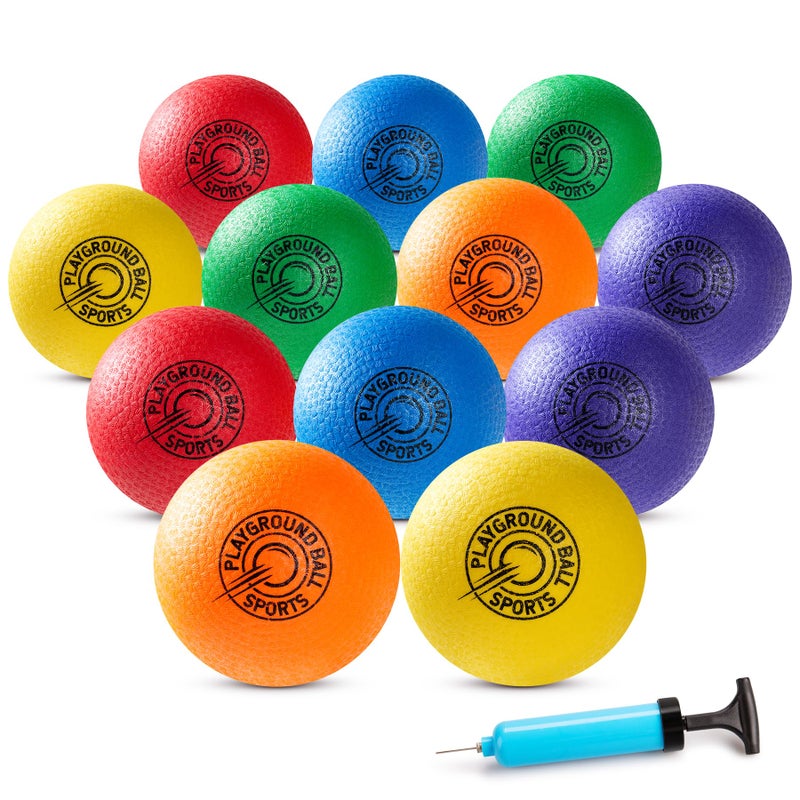 EVERICH TOY Playground Balls Kickball 6 or 12 Pack 85 Soft Dodgeballs Bouncy Rubber Kick Balls for Kids Adults Outdoor Indoor 4 Square Ball School Yard Games for Boys Girls 35 58 812 with Pump - Image 3