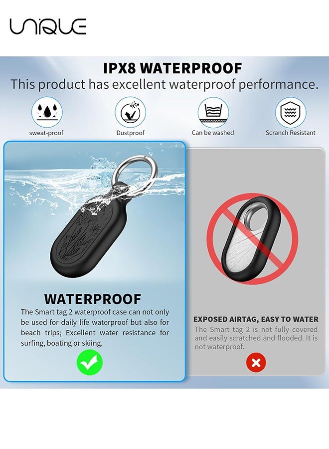 يونيك 2 حزمة - لسامسونج جالاكسي سمارت تاج 2 جراب ، غطاء سيليكون كامل الحماية مقاوم للماء مضاد للخدش لجالاكسي سمارت تاج 2 جراب لمفاتيح محفظة أمتعة الأليفة (أسود + أبيض) - Image 4