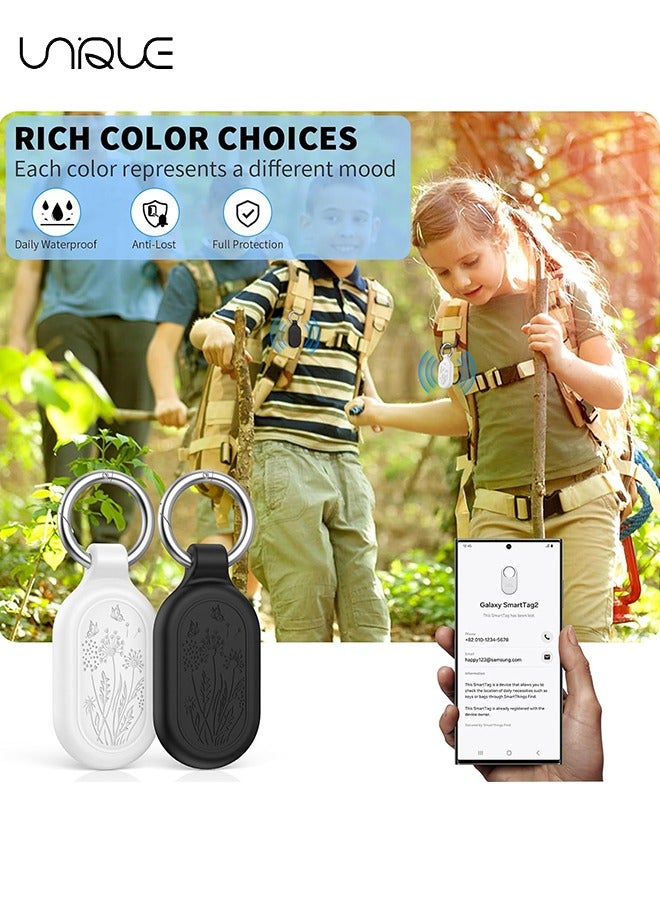 يونيك 2 حزمة - لسامسونج جالاكسي سمارت تاج 2 جراب ، غطاء سيليكون كامل الحماية مقاوم للماء مضاد للخدش لجالاكسي سمارت تاج 2 جراب لمفاتيح محفظة أمتعة الأليفة (أسود + أبيض) - Image 5