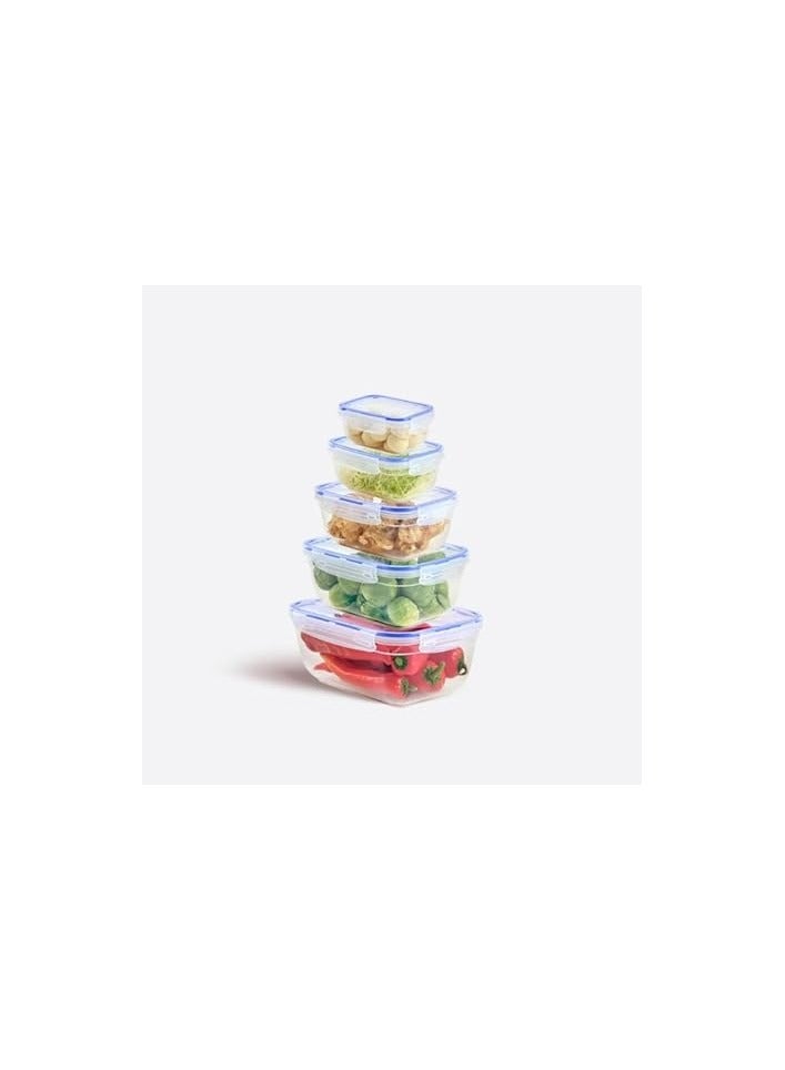 dunya High Quality Plastic Food Storage Container Set With Airtight Silicone Sealed Cover-BPA Free- (5pieces)-(400-800-1400-2300-4000 ml)-Turkey Made - Image 1