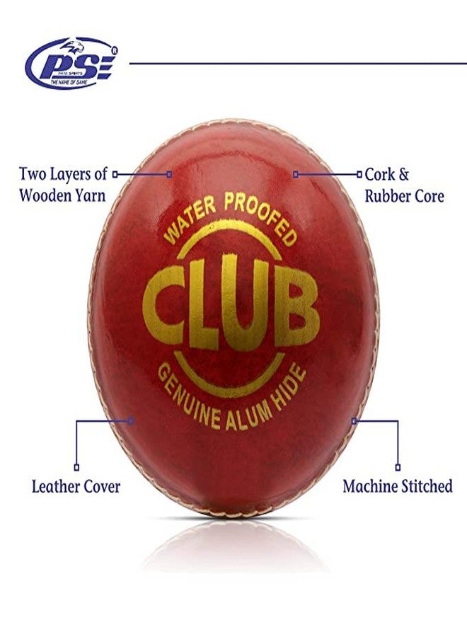 PSE Priya Sports Leather Club Cricket Ball Red Pack of 2 (2Part) - Image 4