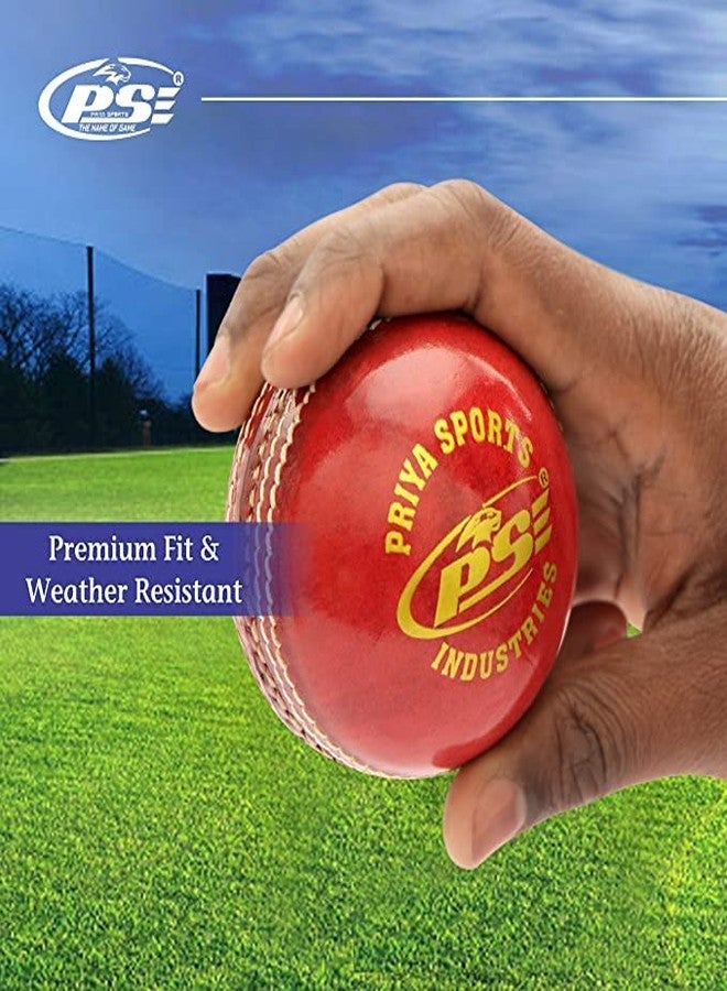 PSE Priya Sports Leather Club Cricket Ball Red Pack of 2 (2Part) - Image 5
