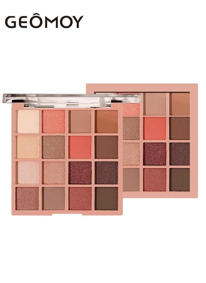 Geomoy - 16 Colors Luxury Multifunctional Eyeshadow Palette Blush Matte Pearlescent Sequins Beginners Easy To Use - Image 1