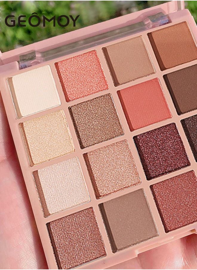 Geomoy - 16 Colors Luxury Multifunctional Eyeshadow Palette Blush Matte Pearlescent Sequins Beginners Easy To Use - Image 1
