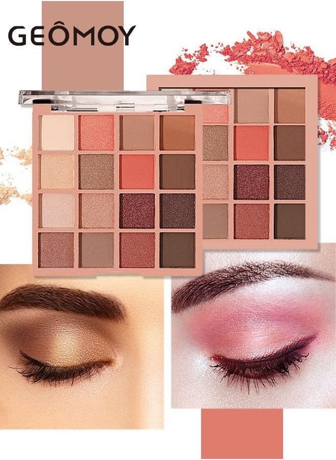 Geomoy - 16 Colors Luxury Multifunctional Eyeshadow Palette Blush Matte Pearlescent Sequins Beginners Easy To Use - Image 1